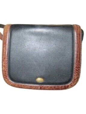 Bally Vintage Italian Croc Embossed Leather Adjustable Crossbody Messenger Bag